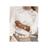 2025 Spring Knitting Lace Women's Sweater White O-neck Long Sleeve Keep Warm Loose Sweaters Female Casual Trendy Ladies Clothes