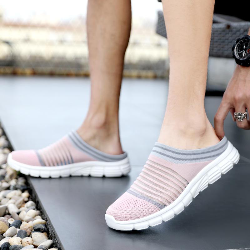 

Летние женские мокасины, сандалии, тапочки без застежек, повседневная обувь, унисекс, тканевая пара, туфли для мужчин, большие размеры, легкие, 36-46 EU:43 розовый