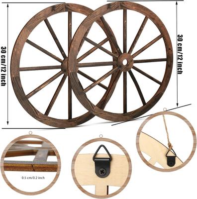 2 Pcs Wagon Wheel Decor Wooden Western Cowboy Party Decorations Vintage Rustic Wagon Wheel Wood Cartwheel Decor for Bar Garage
