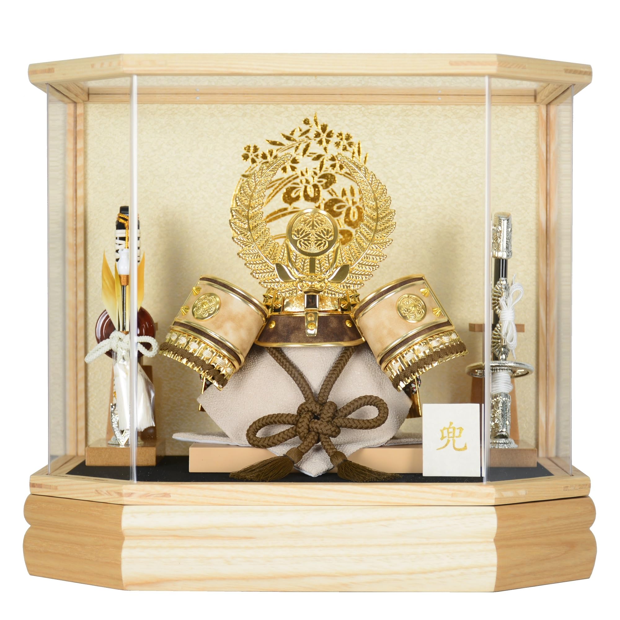 

Satsuki Doll Yuso 8 Brown Tokugawa Helmet Hexagonal Acrylic Case Decoration White Iris Helmet Case Decoration Festival No. Boy s