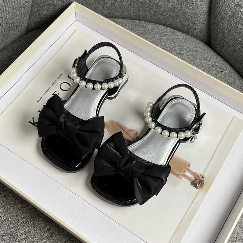 2024 Children Sandals Girls Sandals Soft Soles Kid Shoe for Girl Bow Ties Girls Princess Shoes Anti-slippery Sandalias De Mujer