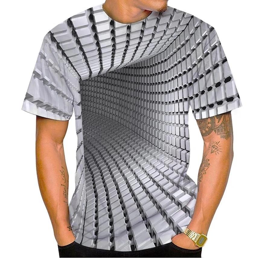 Fashionable 3D printed men's casual hip-hop cool T-shirt funny short sleeved T-shirt