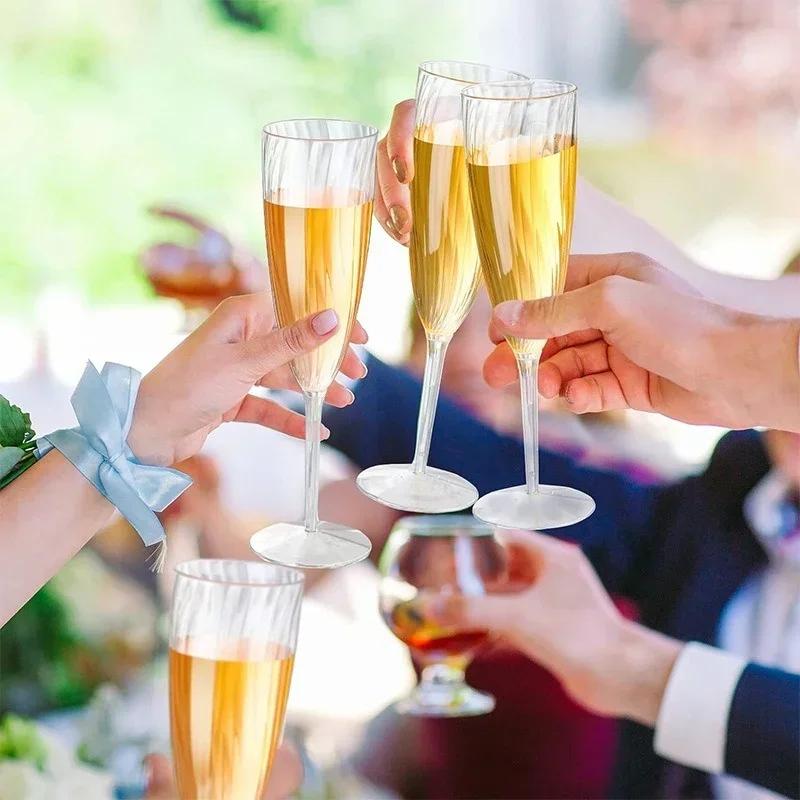 8/16Pcs Plastic Champagne Glasses Disposable Clear Cups Wedding and Party Celebration Cocktail Wine Glasses Picnic Bar Tools