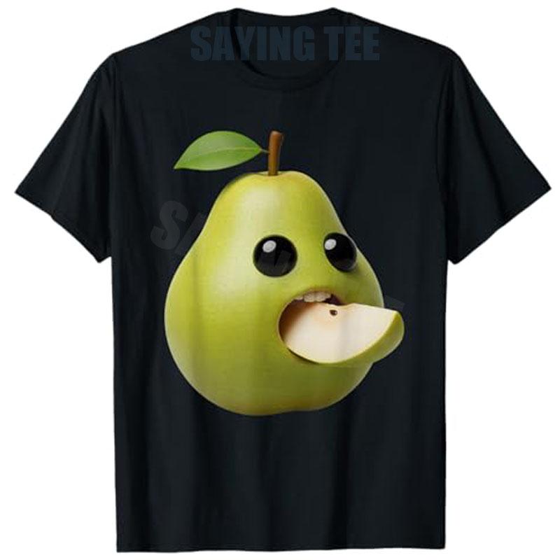 Niche Fruits Funny Pear Meme Brainrot Surreal T-Shirt A Surreal Pear with Cartoon Eyes Open Mouth Y2k Graphic Outfit Saying Tee S разноцветный
