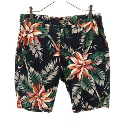 URBAN RESEARCH Made In Japan Linen Blend Aloha Pattern Shorts M Black Men's Used