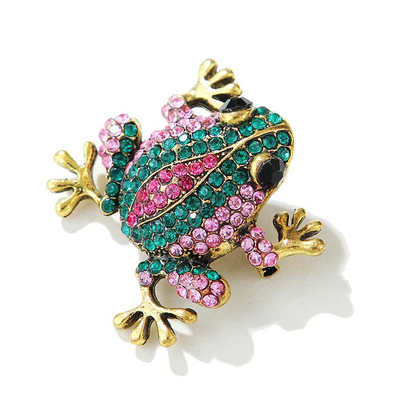 Fashion Retro Rhinestone Frog Brooches For Women Clothing Coat Jewelry Accessries Gifts