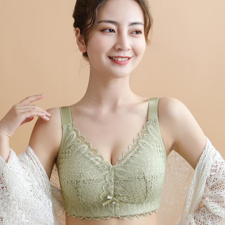 Large Size Bra for Women Without Steel Rims Ultra-thin Bra with Gathered and Gathered Accessory Breasts Anti Sagging Bra