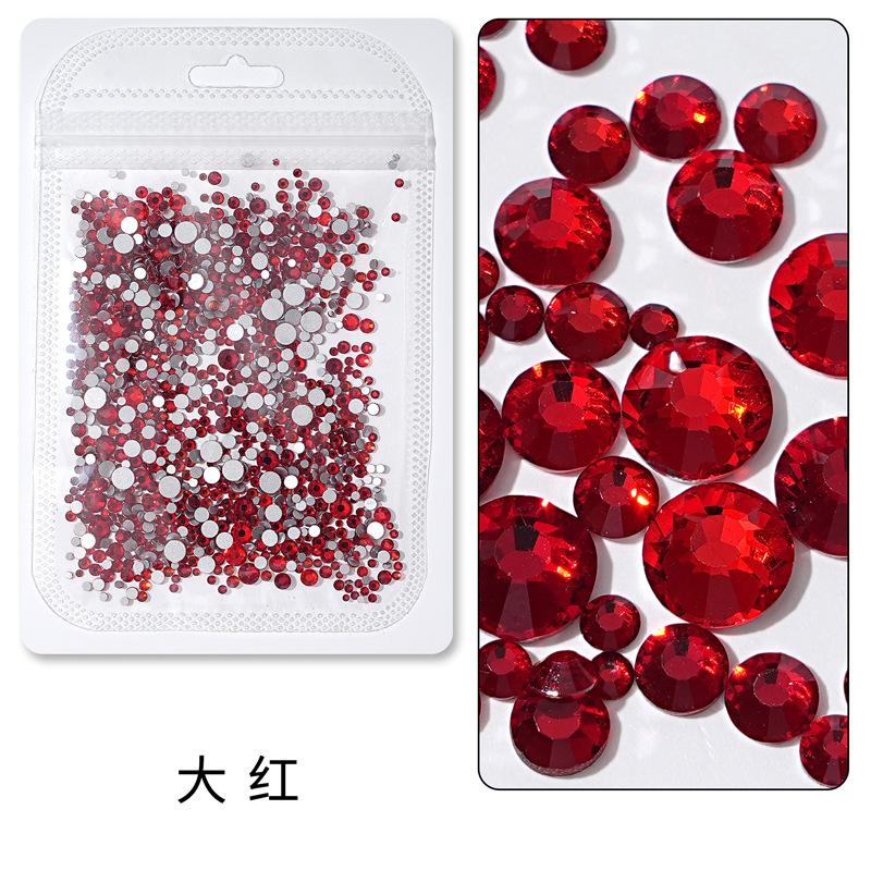 1440 buc, Un pachet întreg de manichiuri colorate, Diamante cu fund plat, Burghie din sticlă de cristal nu pot cădea de pe fund, Bijuterii cu diamante rotunde cu dimensiuni mixte.