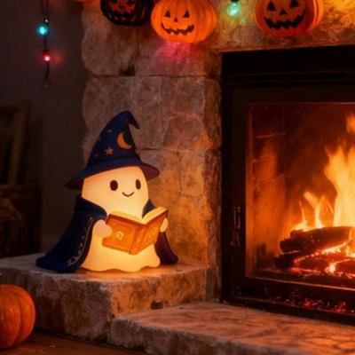 1/2Pcs Enchanting Wizard Ghost Night Light Halloween Reading Book Ghost LED Lamp Home Bedroom Kids Room Decoration Book Lovers Gift