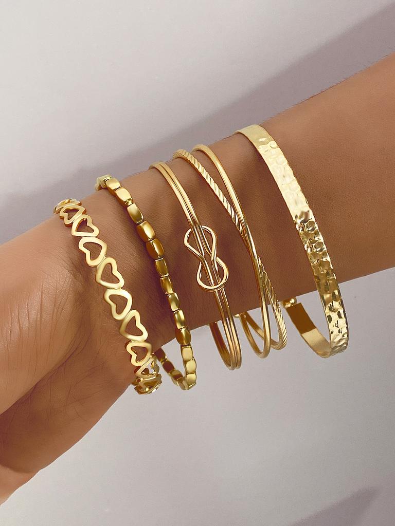 Stackable Bracelets Fashion Jewelry Women's Classic Multi-layer Heart Knot Chain Design A Gift For Holidays Suitable For Daily Wear  Accessories