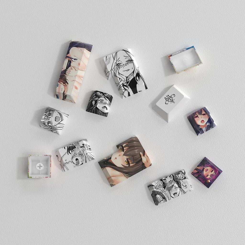 108 Anime Keycaps, PBT Dye-Sublimation, OEM, for Cherry MX Switch Mechanical Keyboards (Backlit)