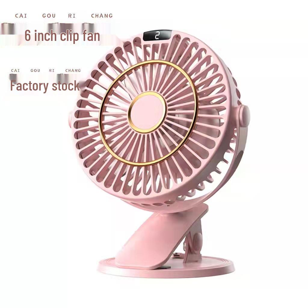 USB Rechargeable Clip-On Fan with Speed Display - 360° Rotating Portable Mini Desk Fan