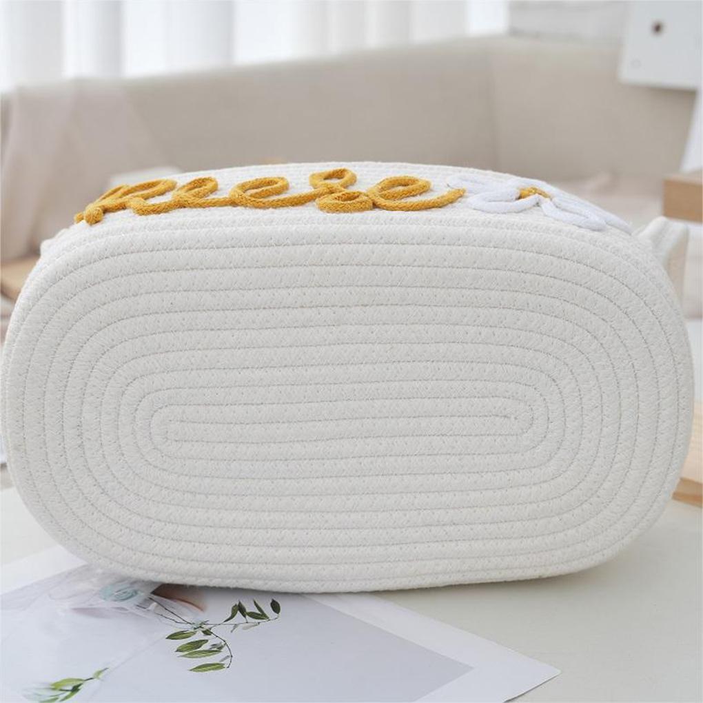 Tabletop Nordic Style Cotton Storage Basket Foldable Storage Baskets With Handles Rope Wrapped Letter Storage Basket