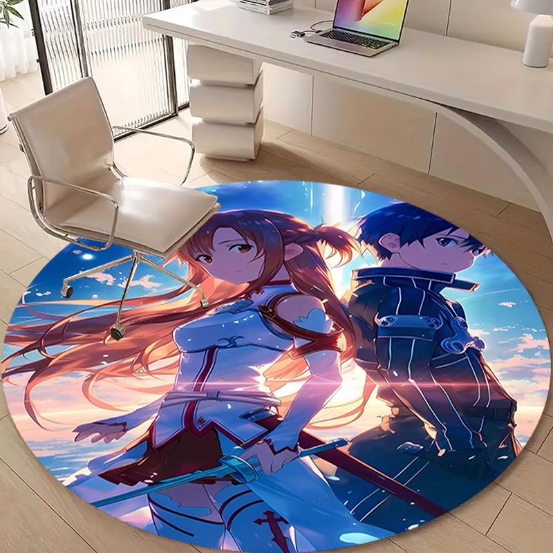1pc Sword Art Online2 Design Printed Area Round Carpet for Bedroom Living Room Home Decor Rugs Mat Non Slip Mat Rug for Bedside