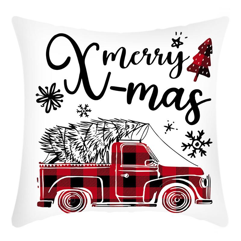 New Christmas Pillow Cover Christmas Wreath Print Elk Deer House Ornament Holiday Pillow Cover Premium Durable