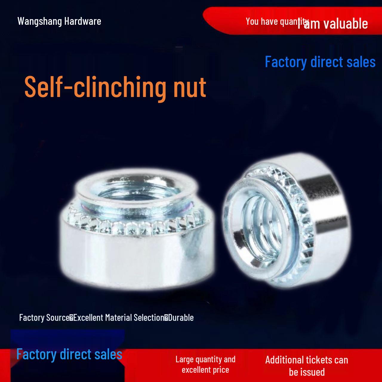 Нержавеющая сталь 304 накатанные обжимные гайки для клепки листового металла, M2-M12 Carbon Steel Zinc-Plated M3-0