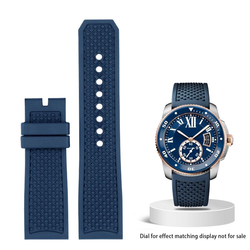High Quality FluoroRubber Silicone Watch Band Waterproof Replace For Cartier Strap CALIBRE W7100055/WGCA0010 WSCA0006 Bracelet 23mm