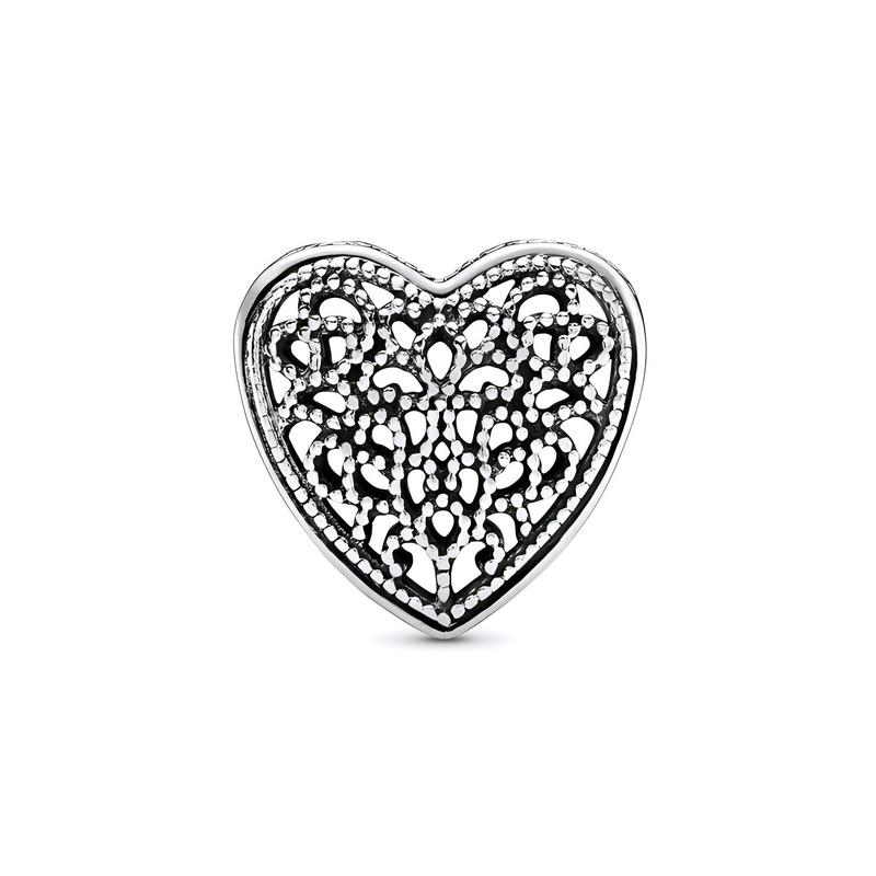 Pandora Hollow Heart-shaped Jewelry Accessories for Men and Women, Couple Style, Silver 791811