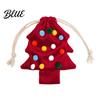 Seasonal Hanging Tree Small Trinket Bag Plush Drawstring Gift Accents Christmas Pom Bell Bags