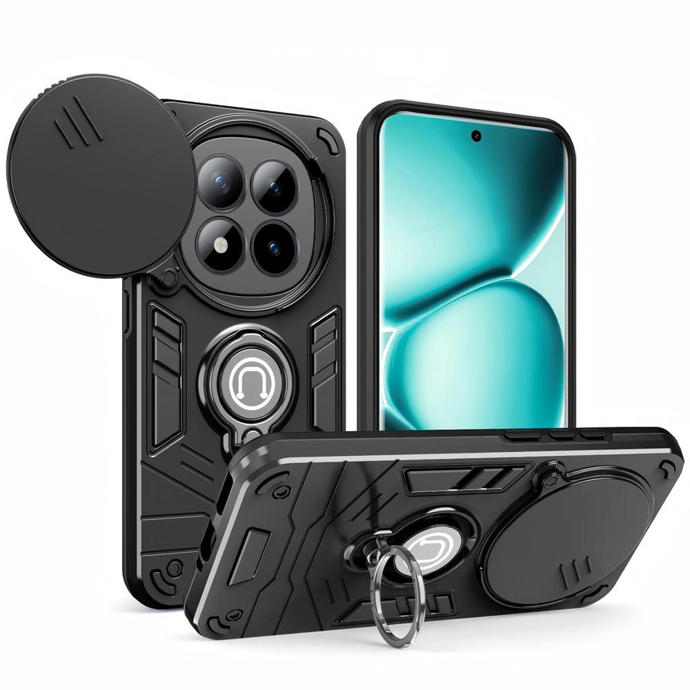 KEYSION Shockproof Armor Ring Stand Case for Redmi Note 15 Pro+ 5G Slide Camera Lens Protection Phone Cover for Redmi Note 15 4G 5G