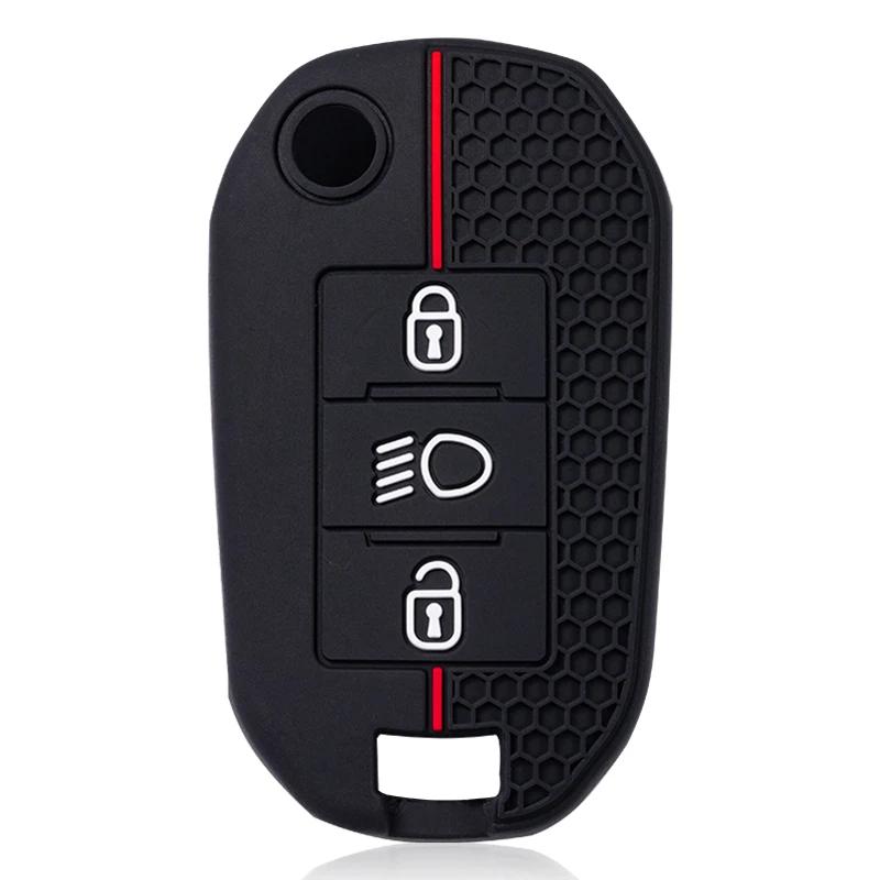 Remote Silicone Car Key Chain Ring Shell Cover Case Holder 3 Button For Peugeot 208 301 308 508 5008 3008 Citroen 2010