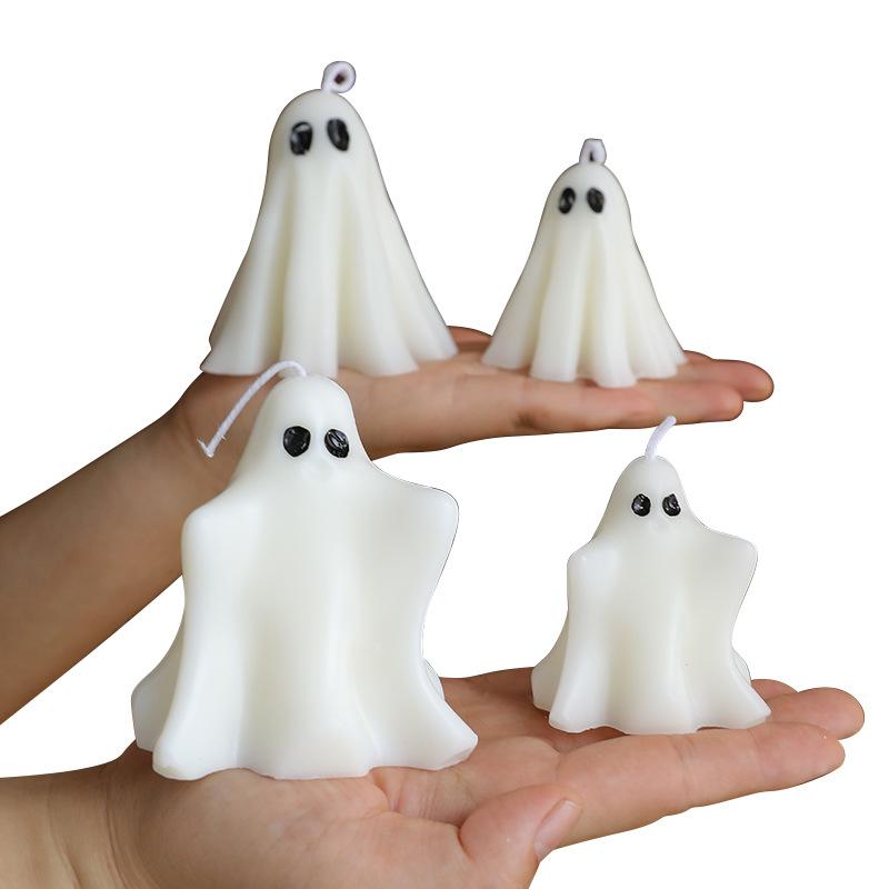 1/6 Pcs Halloween Ghost Candles Decor Spooky Goth Candle for Halloween Decorative Tabletop Cute Ghost Candle Set