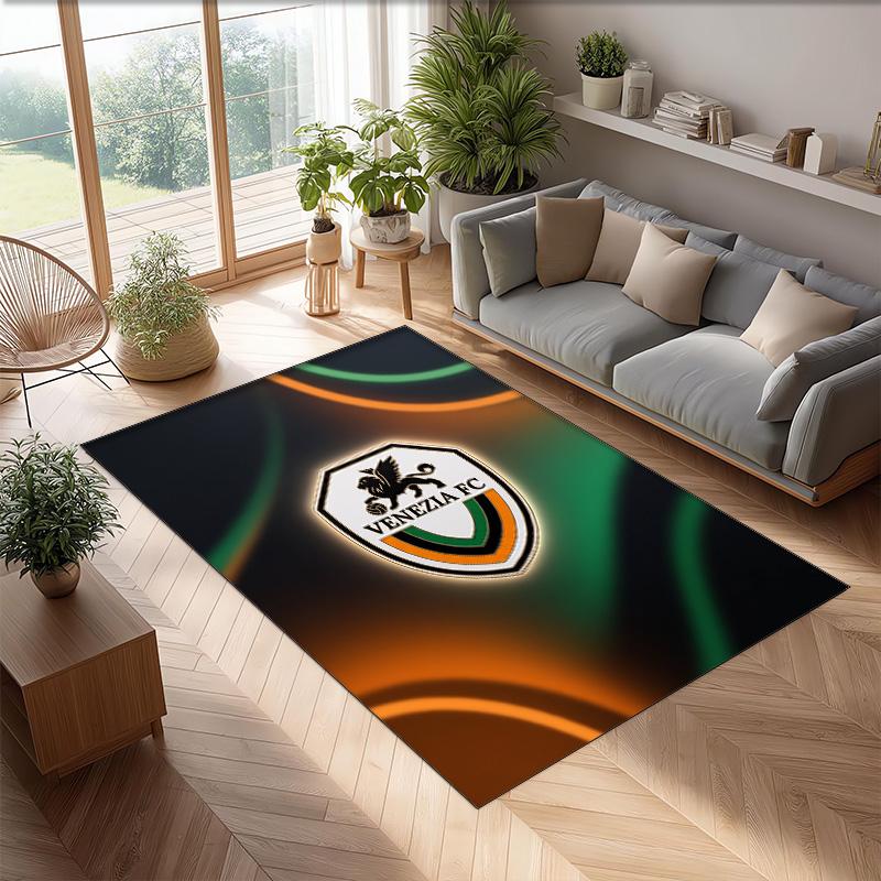 Venezia FC Football Print Crystal Velvet Rug, Comfortable Water Absorbent Non Slip Indoor Floor Carpet