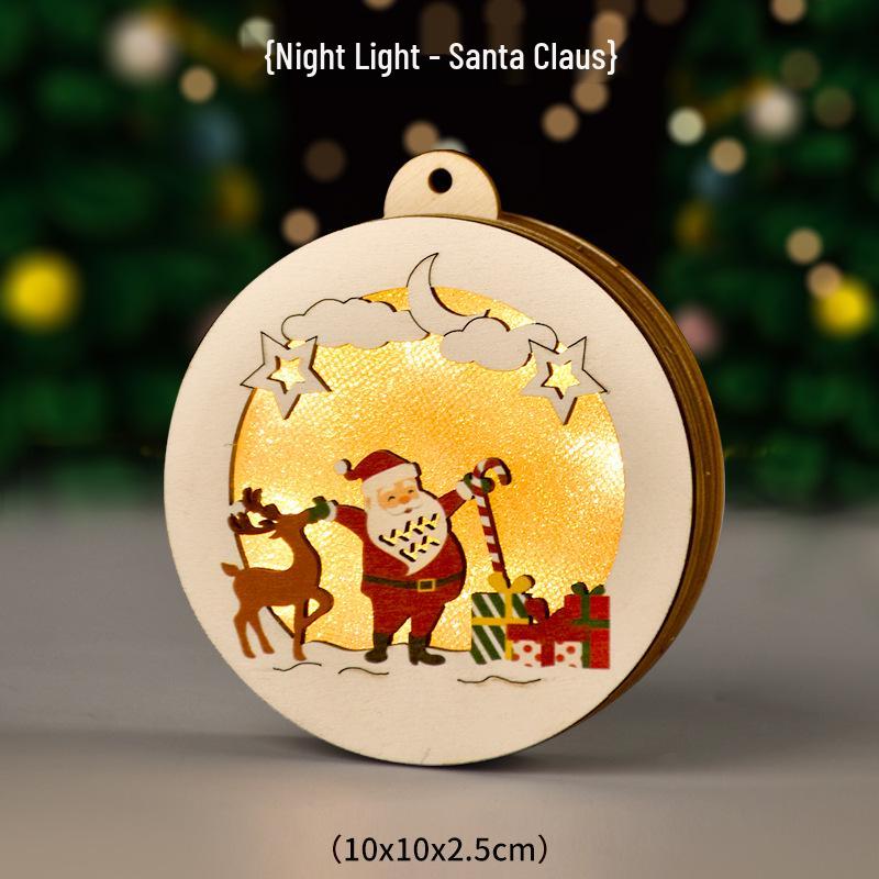 Luminous Handmade Wooden Christmas Tree Ornament Pendant Decor Gift.