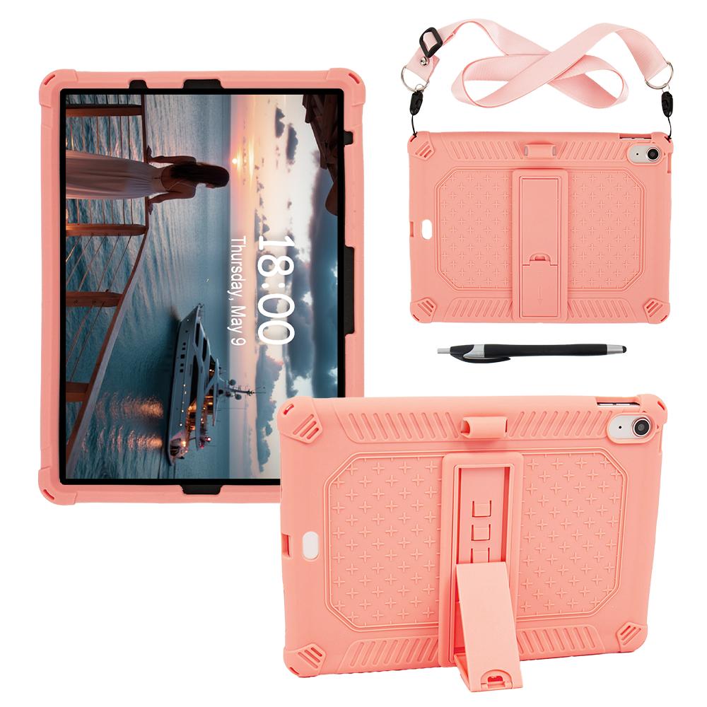 Soft Silicone Case Universal For iPad 11" 2025 A16 11th 10.9 2022 10th Geneneration Adjustable Stand Cover With Shoulder Strap