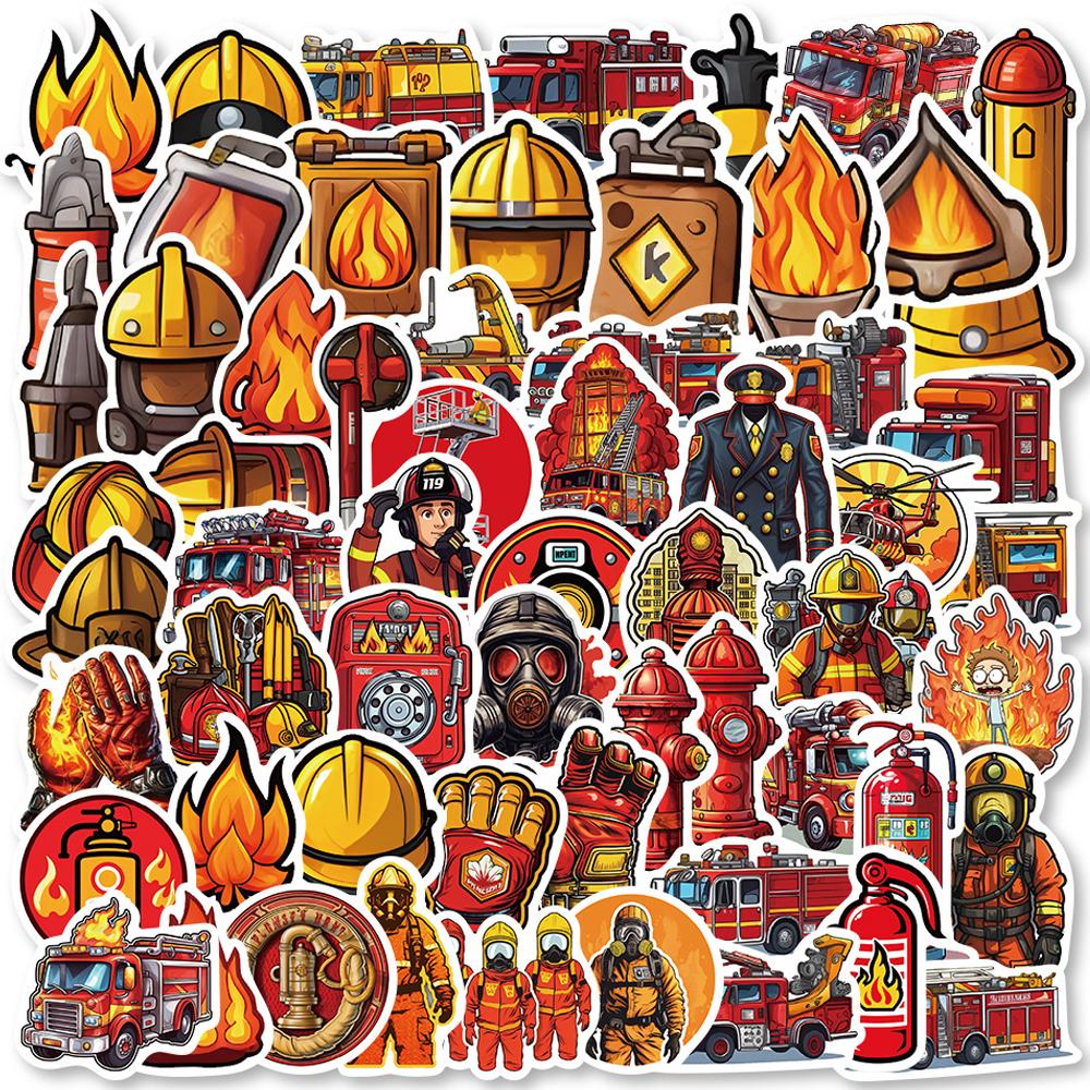 10 30 61Pcs Fire Hero Firefighter Stickers Fireman Decal Laptop Suitcase Motorcycle Car Phone Decoration Sticker Kid Classic Toy