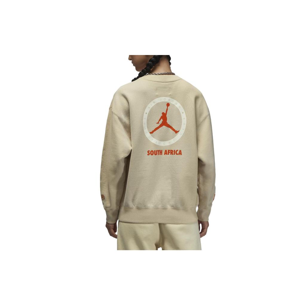 Jordan X Shelflife Logo Print Crewneck Long Sleeve Sweatshirt Women Sweatshirt Fawn DV7015-206