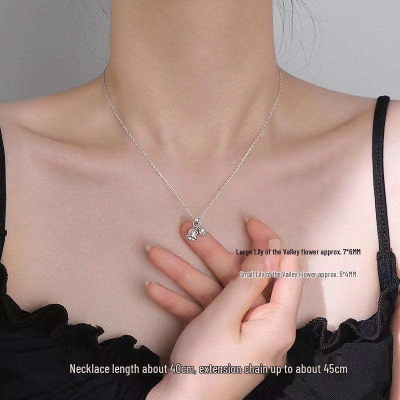 925 Sterling Silver Lily of the Valley Flower Necklace - 2023 Luxury Style Clavicle Chain for Women