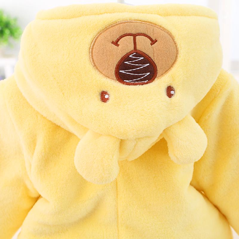 Polka Dot Bear Footed Baby Romper - Coral Fleece Crawling Suit for Autumn and Winter