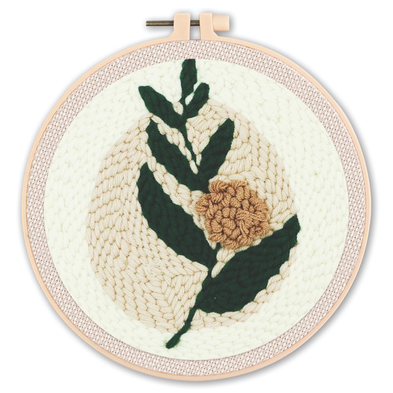 

CHENISTORY DIY Punch Needle Embroidery Kit Colorful Flowers with Wooden Hoop Sewing Punch Needle Poke for Living Room Decoration 20*20cm
