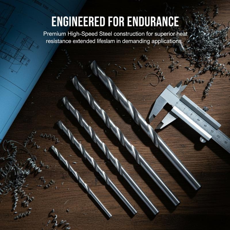 HSS Drill Bits Set Straight Shank for Wood Steel Portable High Hardness Kit for Workshop DIY Home Improvement