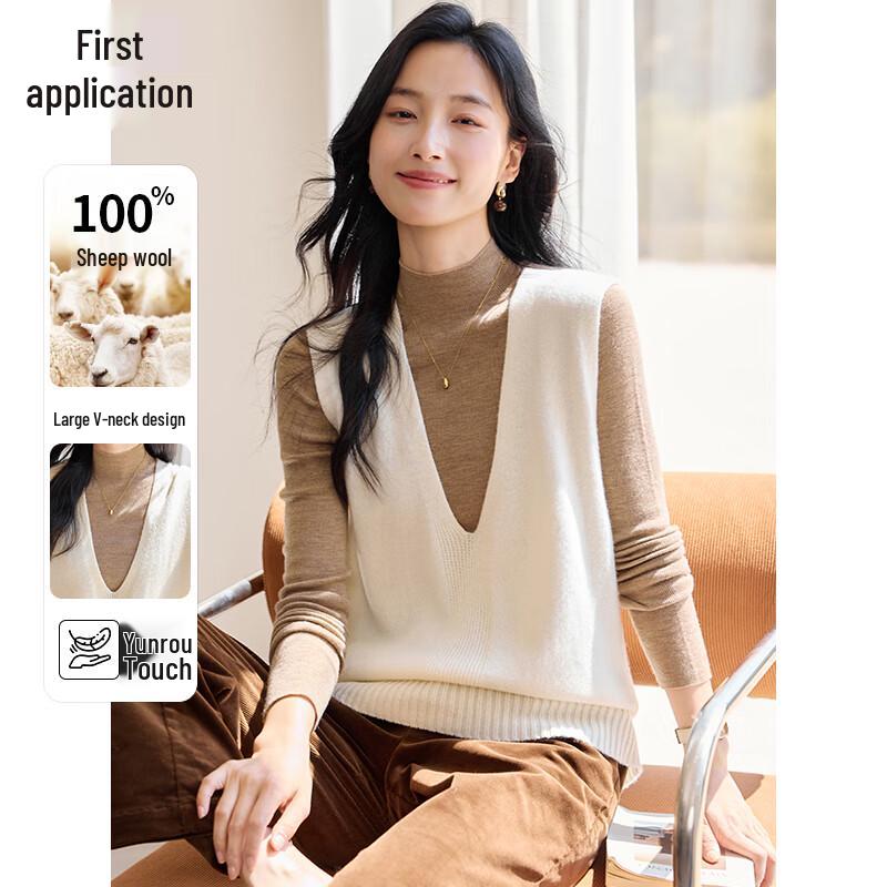 

Женский вязаный жилет с V-образным вырезом из 100% чистой шерсти M (One Size)