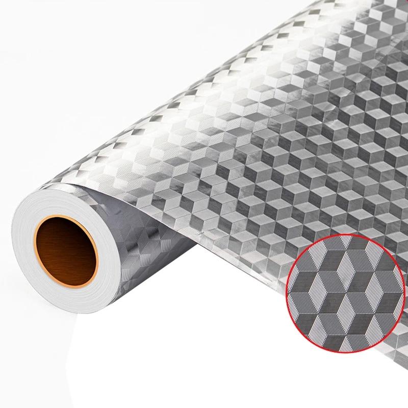 Kitchen Oil-proof Self Adhesive Stickers Anti-fouling High-temperature Aluminum Foil Gas Stove Cabinet Contact Wallpaper
