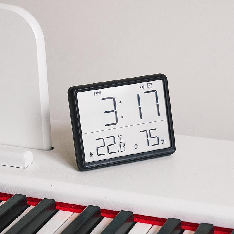 Slim LCD Digital Wall Clock with Alarm and Temperature Display (Model 8218)