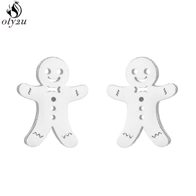 Funny Stainless Steel Gingerbread Man Earring Cartoon Ghost Ear Jewelry Girls Delicate Mermaid Fairy Earrings Gifts Accessories