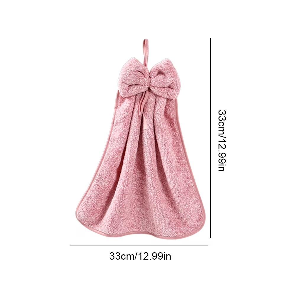 2Pcs Coral Fleece Towels Hand-Wiping Towels Bathroom Kitchen Use Hanging Towel Set 33cm x 33cm Peach