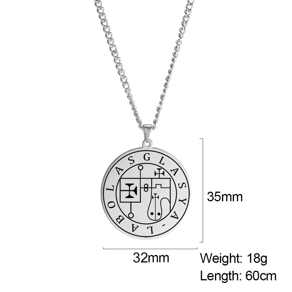 LIKGREAT Edelstahl Kleiner Schlüssel Salomons Okkultes Siegel 72 Dämonen Medaillon Halskette für Männer Frauen Pagan Kabbala Amulett