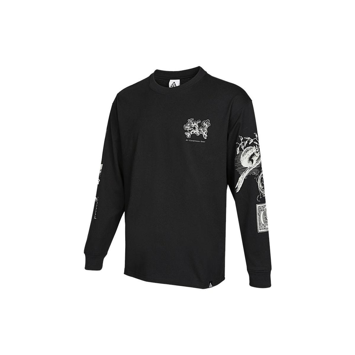 Men s Nike ACG Iceland Printing Sports Round Neck Long Sleeves Black T-Shirt DJ5803-010 M