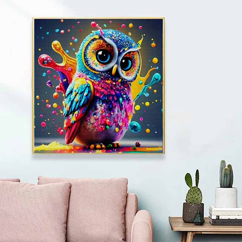 New Arrival 5D DIY Full Circle Diamond Painting "Colorful Owl" Embroidery Cross Stitch Home Decor Gift