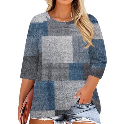 Camiseta Informal de Moda para Mujer con Estampado, Cuello Redondo y Mangas 3/4