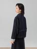 Xin Ge Women's Retro Plaid Patchwork Denim Jacket - Long Sleeve, Drop Shoulder, Casual Fit.