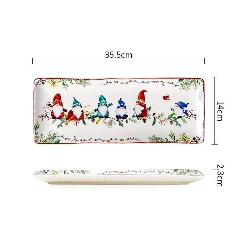 Exquisite Ceramic Plate Christmas Decoration Dinner Plate Healthy Underglaze Color Salad Plate Kitchen Tableware Accessories