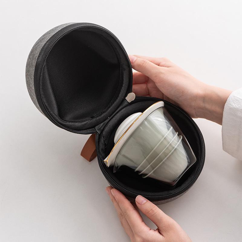 Flying Saucer Creative Ceramic Express Cup High-end One Pot Three Cups Outdoor Portable Travel Tea Set Commemorative Gift