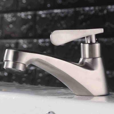 Badezimmerarmatur 304 Edelstahl Waschbeckenarmatur Schnellöffnend Einzelkaltwasser Toilette Korrosionsbeständigkeit Spültischarmatur