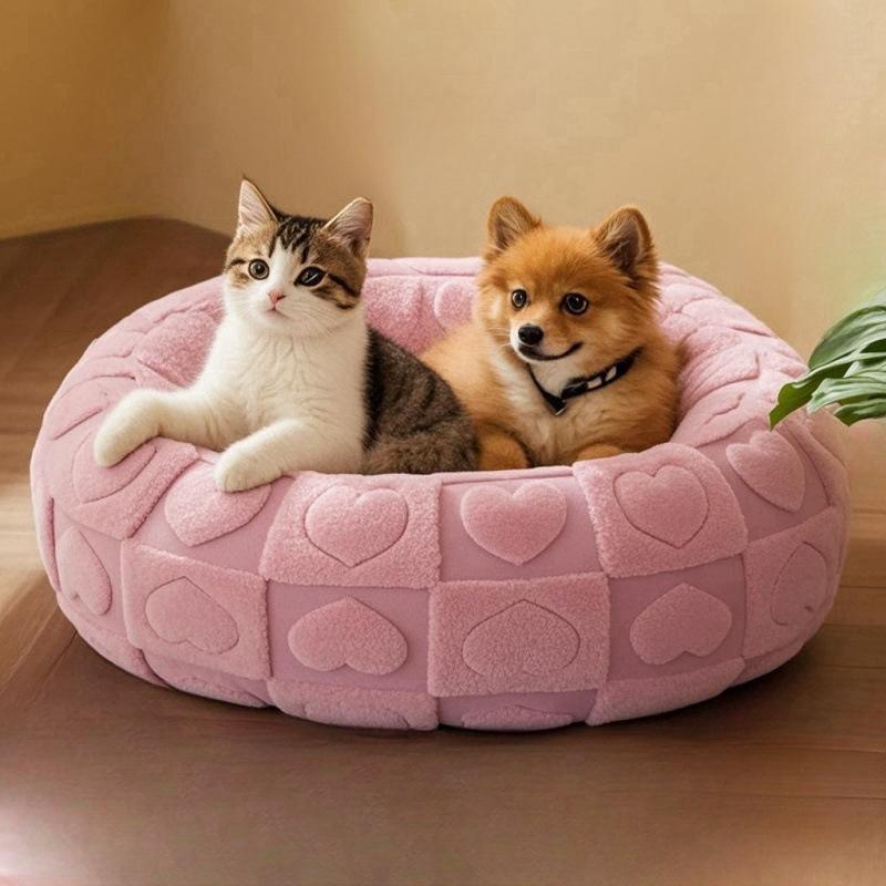 Cozy Plush Pet Mat For Cats And Dogs Round Soft Winter Warm Bed Comfortable Fleece Pet Nest Ideal For Indoor Use Cat Dog Bed Pet Cushion