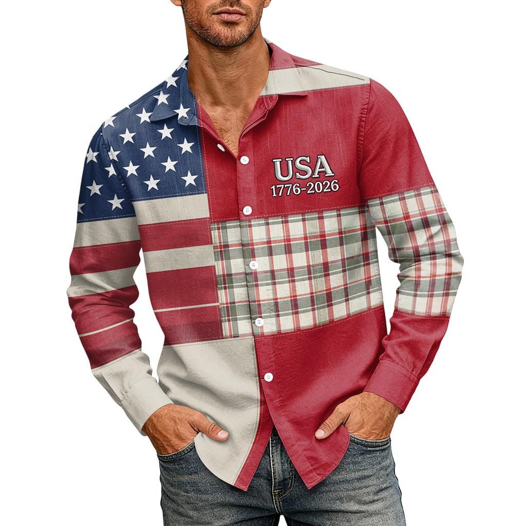 Herren 250. Jubiläum Kurzarmhemd - 1776 - 2026 Amerikanische Flagge T-Shirt